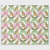 Watercolor Preppy Leopard Garland Christmas ラッピングペーパー (フラット)