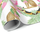 Watercolor Preppy Leopard Garland Christmas ラッピングペーパー (ロールコーナー)