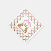 Watercolor Preppy Leopard Monogram Crest スタンダードカクテルナプキン (角)