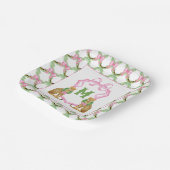 Watercolor Preppy Leopard Monogram Crest ペーパープレート (傾斜あり)