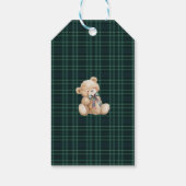  Watercolor preppy plaid teddy bear baby shower ギフトタグ (裏面)