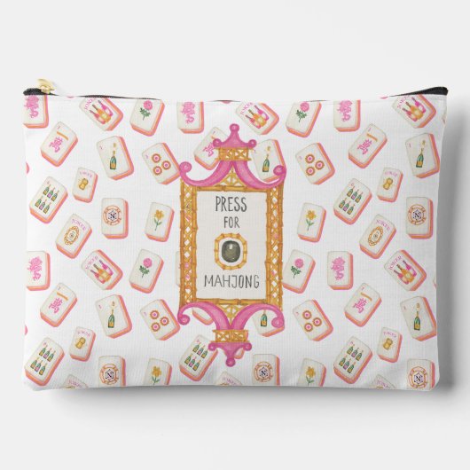 Watercolor Press for Mahjong Champagne Party アクセサリーポーチ (正面)