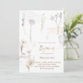 watercolor pressed flowers Baptism 招待状 (スタンド正面)