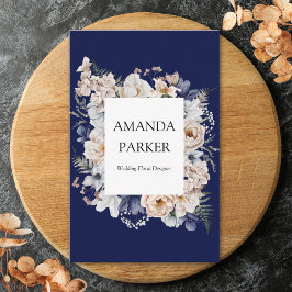 Watercolor Pretty Beige Blue Flowers Floral 名刺
