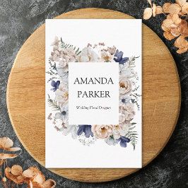 Watercolor Pretty Beige Blue Flowers Floral 名刺