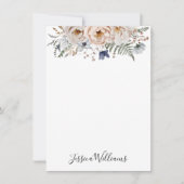 Watercolor Pretty Beige Blue Personalized Floral ノートカード (正面)
