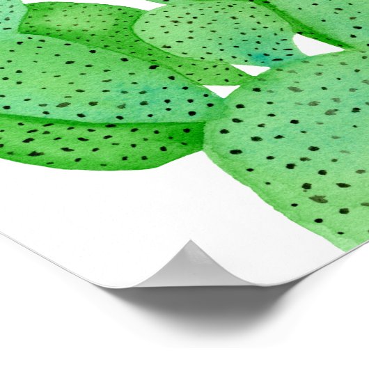 Watercolor Prickly Pear Cactus ポスター (角)