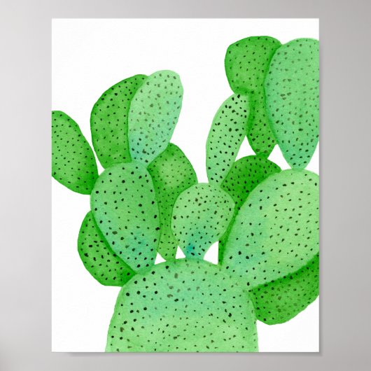 Watercolor Prickly Pear Cactus ポスター (正面)