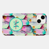 Watercolor Prickly Pear Cactus Flowers Monogrammed Case-Mate iPhoneケース (裏面 (横))
