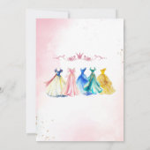 Watercolor Princess  Dress Birthday is turning six 招待状 (裏面)