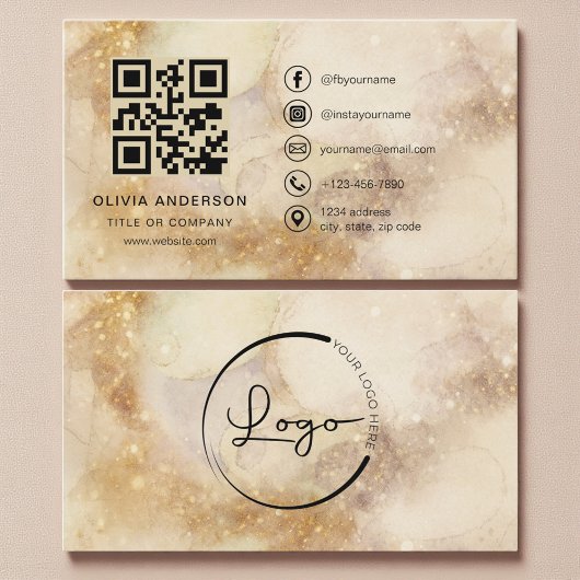 Watercolor Professional Business QR Code 名刺