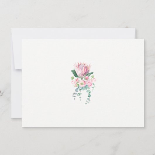 Watercolor Protea Bouquet Wedding 招待状 (裏面)
