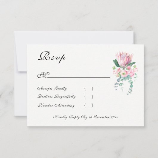 Watercolor Protea RSVP Cards (正面)