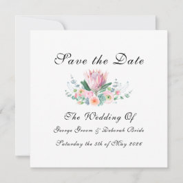 Watercolor Protea Save The Date Card セーブザデート