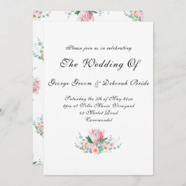 Watercolor Protea Wedding 招待状