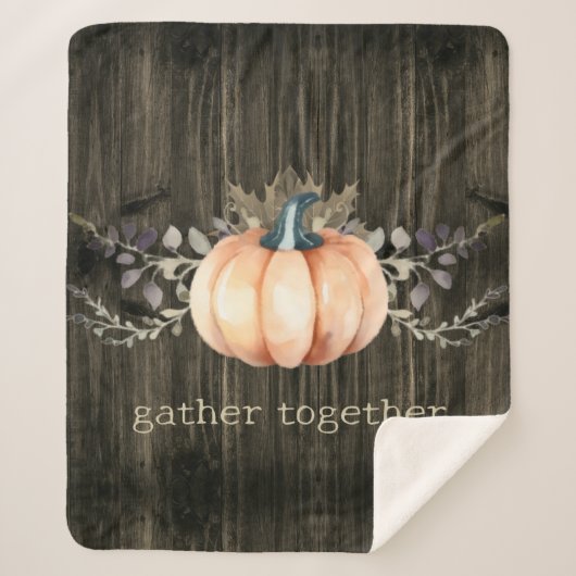 Watercolor Pumpkin シェルパブランケット (正面)