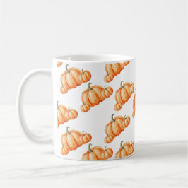 Watercolor Pumpkin Autumn Pattern コーヒーマグカップ