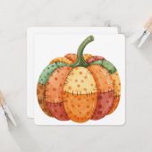 Watercolor pumpkin patchwork thanksgiving card カード (正面/裏面インサイチュ)