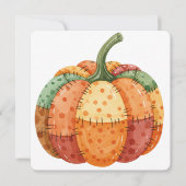 Watercolor pumpkin patchwork thanksgiving card カード (正面)