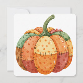 Watercolor pumpkin patchwork thanksgiving card カード