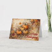 Watercolor Pumpkins Autumn Foliage Thanksgiving  カード (正面)