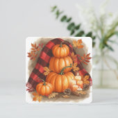 Watercolor pumpkins, plaid and candles カード (スタンド正面)