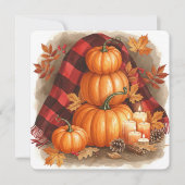 Watercolor pumpkins, plaid and candles カード (正面)