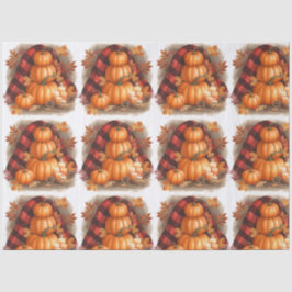 Watercolor pumpkins, plaid and candles 薄葉紙