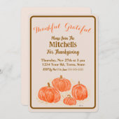 Watercolor Pumpkins Thankful Grateful  招待状 (正面/裏面)