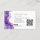 Watercolor Purple Agate gold glitter & QR Code 名刺 (裏面)