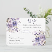 Watercolor Purple & Blue Floral Wedding RSVP 招待状 (スタンド正面)
