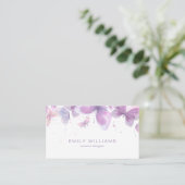Watercolor Purple Butterflies Business Card 名刺 (スタンド正面)