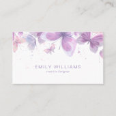 Watercolor Purple Butterflies Business Card 名刺 (正面)