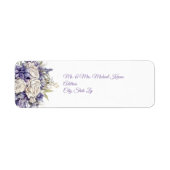 Watercolor Purple Cream Floral Wedding ラベル (正面)