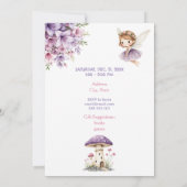 Watercolor Purple Fairy Birthday Invitation 招待状 (裏面)