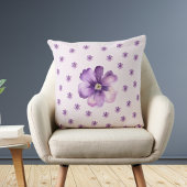 Watercolor Purple Floral Throw Pillow クッション