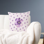 Watercolor Purple Floral Throw Pillow クッション