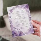 Watercolor Purple Floral Wedding Invitation 招待状
