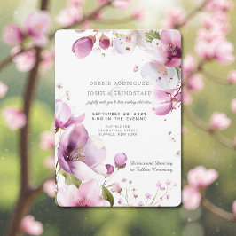 Watercolor Purple Floral Wedding Invitation  招待状