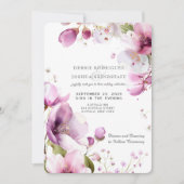 Watercolor Purple Floral Wedding Invitation  招待状 (正面)