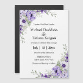 watercolor purple floral wedding invitation magnet (正面/裏面)