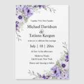 watercolor purple floral wedding invitation magnet (正面)