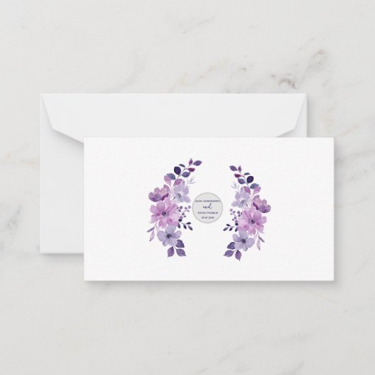 Watercolor purple flower bouquet ノートカード (正面)