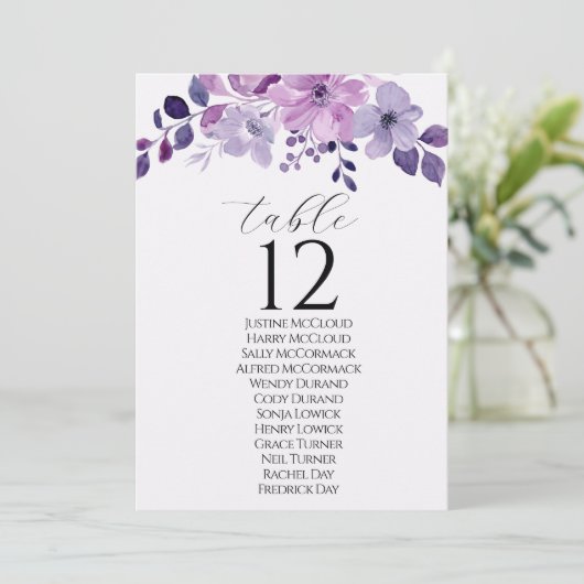 Watercolor purple flower bouquet 招待状 (スタンド正面)