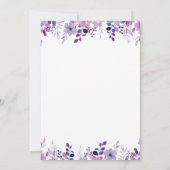 Watercolor Purple Flowers Sweet Sixteen 招待状 (裏面)