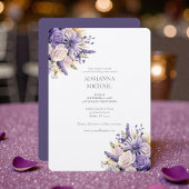 Watercolor Purple Lavender Wedding Invitation 招待状