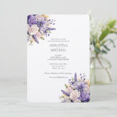 Watercolor Purple Lavender Wedding Invitation 招待状 (スタンド正面)