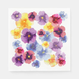 Watercolor Purple Pansy Pattern Boho Bridal Shower スタンダードランチョンナプキン