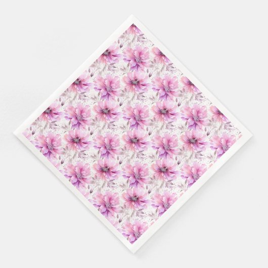 Watercolor Purple Pink Flowers Spring Pattern  (コーナー)