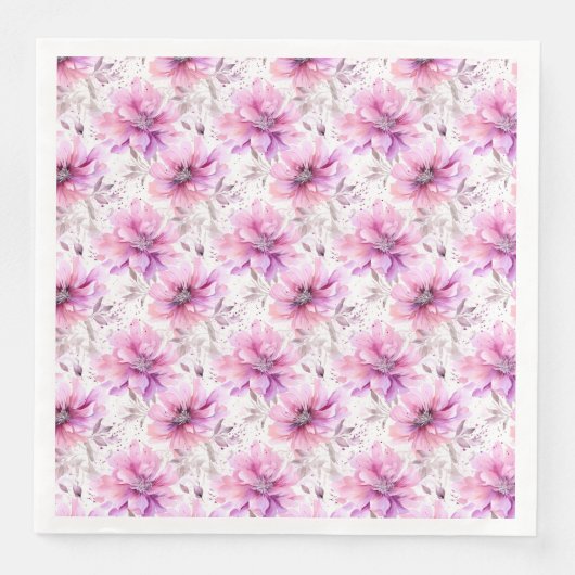 Watercolor Purple Pink Flowers Spring Pattern  (正面)